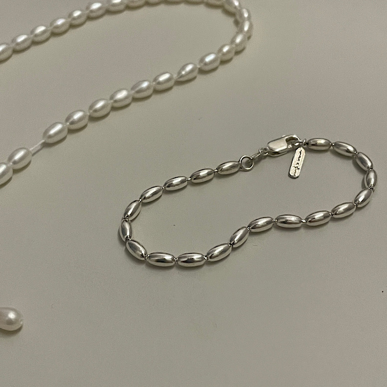 [925 sterling silver] &#039;pearl shaped&#039; silver ball bracelet - 진주 쉐잎 실버 볼 팔찌
