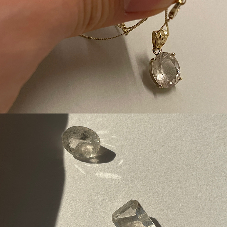 14k solitare white quartz necklace - 백수정 목걸이 (일시품절)