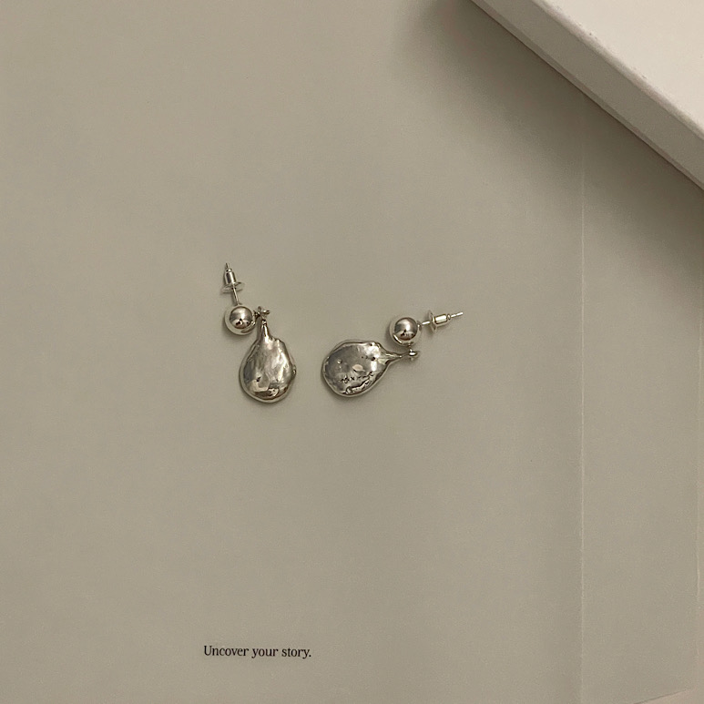 [925 sterling silver] coeur shaped drop silver earring - 드롭 실버 귀걸이