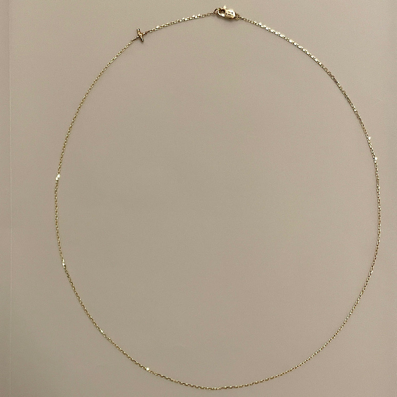 [14k] hand textured cross necklace - 14k 핸드 텍스쳐드 십자가 목걸이