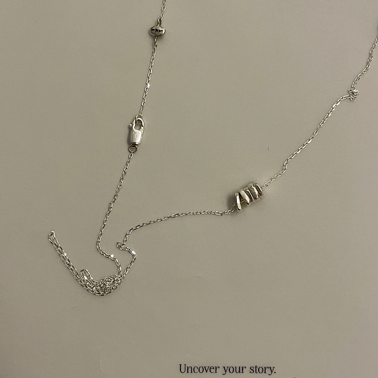[925 sterling silver] natural square shaped chip necklace