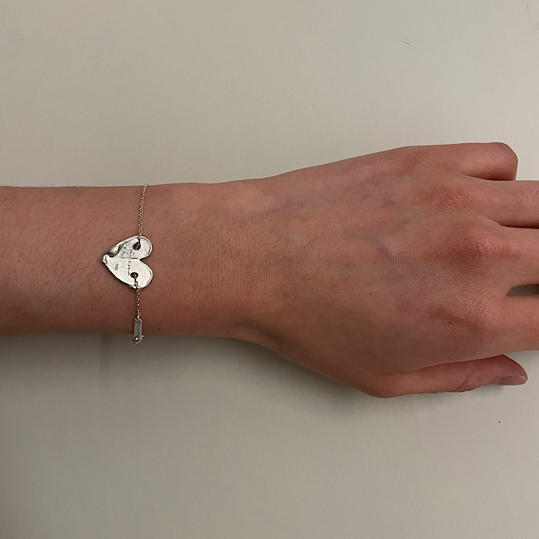 [925 sterling silver] melting silver heart bracelet - 멜팅 실버 하트 팔찌