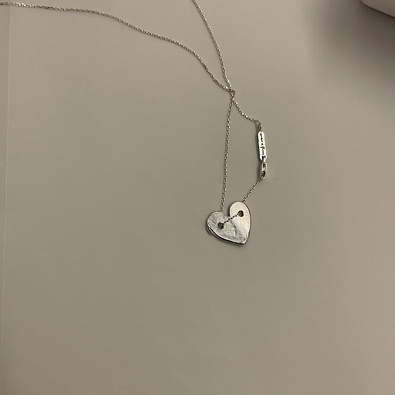 [925 sterling silver] melting silver heart necklace - 멜팅 실버 하트 목걸이