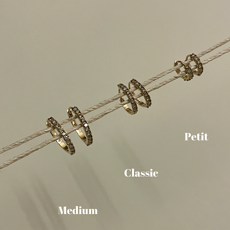 [14k] cognac diamond one touch earrings (CLASSIC size) - 14k  꼬냑다이아 원터치 귀걸이 (클래식 사이즈)