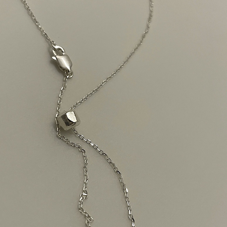 [925 sterling silver] raw textured cutted ball silver necklace - 로 텍스쳐드 실버 볼 목걸이