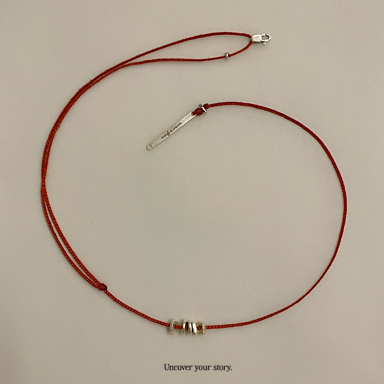 [925 sterling silver] natural square shaped chip thread necklace *한쪽 매듭을 당겨 최대 55cm까지 조절 가능