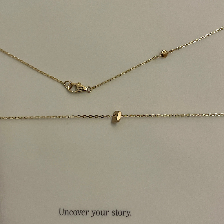[14k] natural sqaure shaped single chip necklace