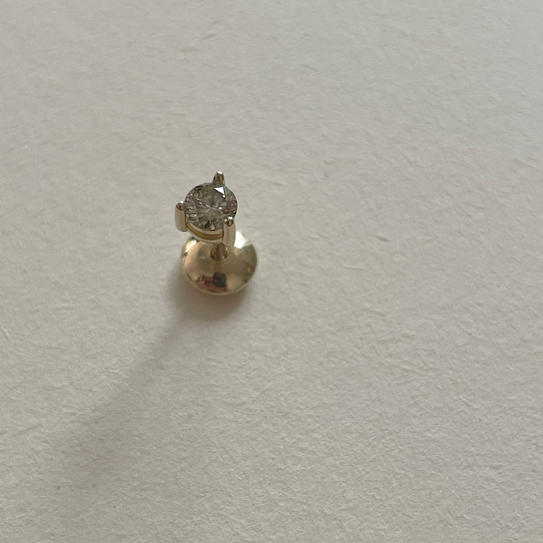 [14k] cognac diamond piercing - 14k 1부 꼬냑다이아 피어싱 (1 piece)